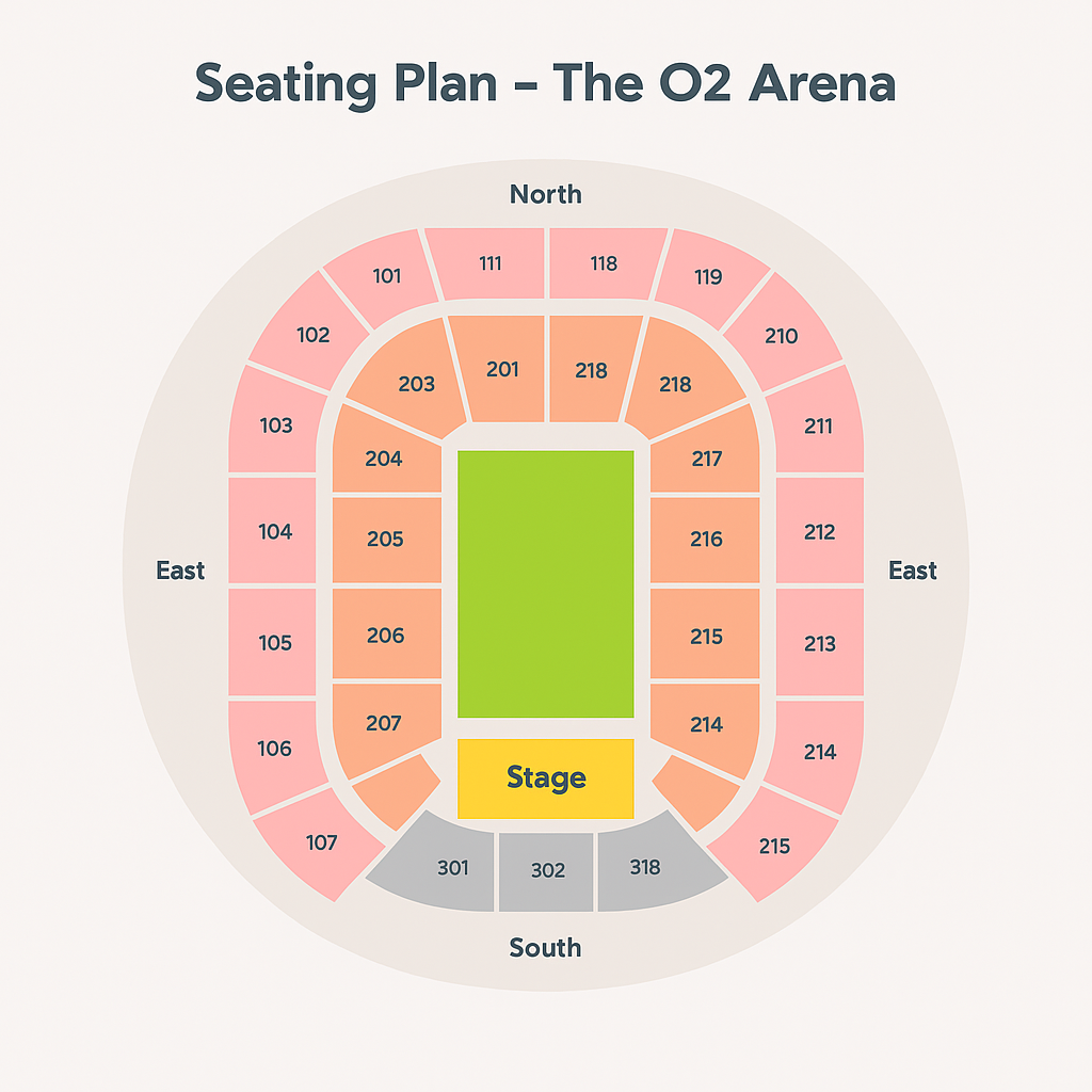 The O2 arena Seating Plan