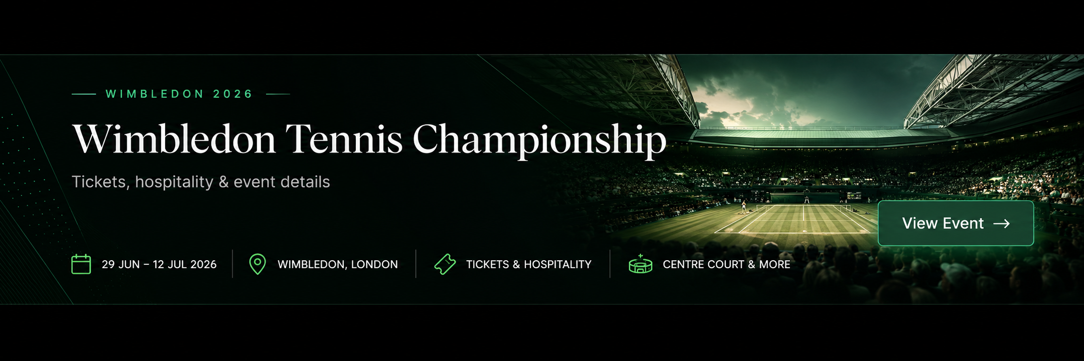 Wimbledon Tennis Championship 2026 tickets, hospitality and event details