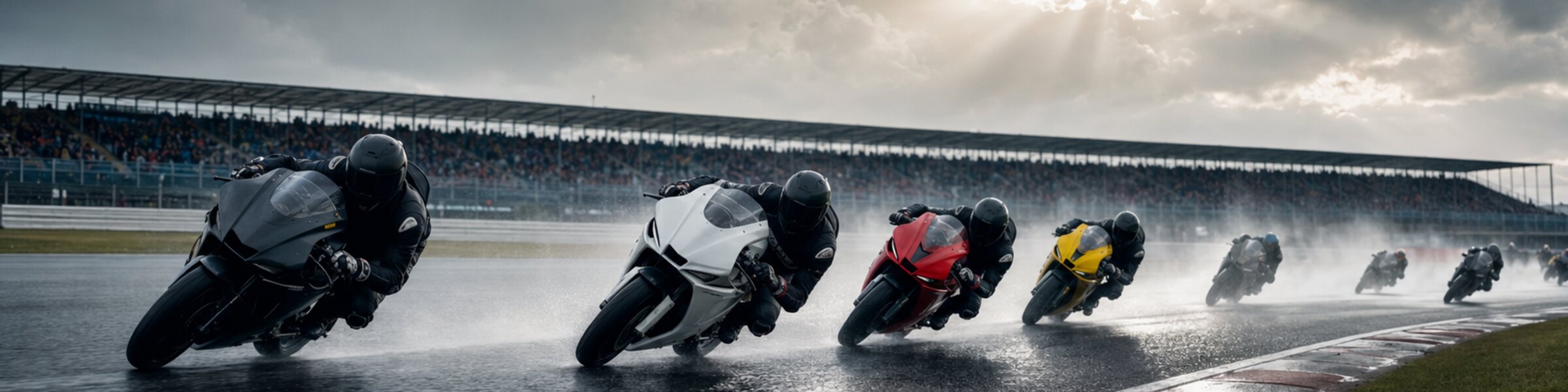 MotoGP motorcycles racing at Silverstone Circuit