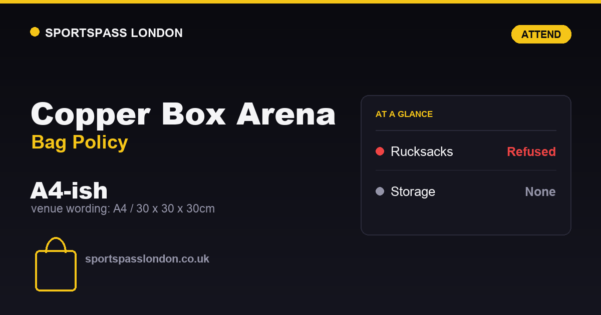 Copper Box Arena Bag Policy: What You Can Bring In