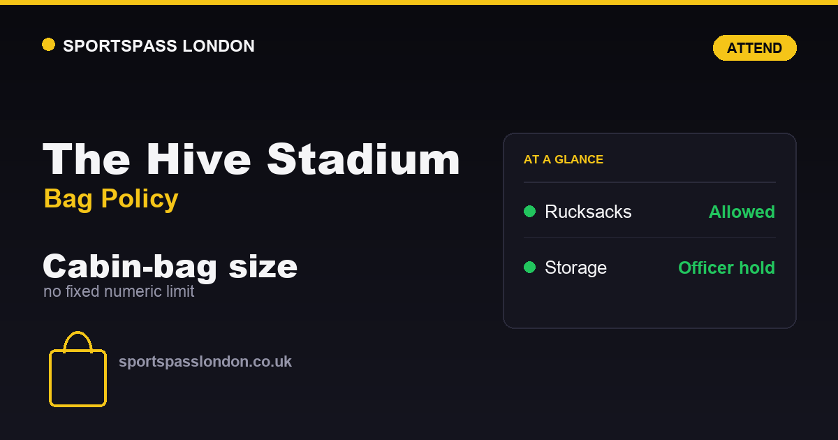 The Hive Stadium Bag Policy: What You Can Bring In