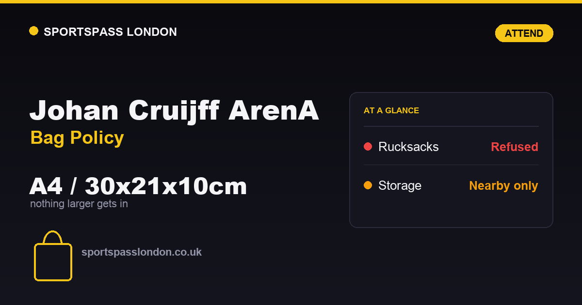 Johan Cruijff ArenA Bag Policy: A4 Only, No Stadium Lockers